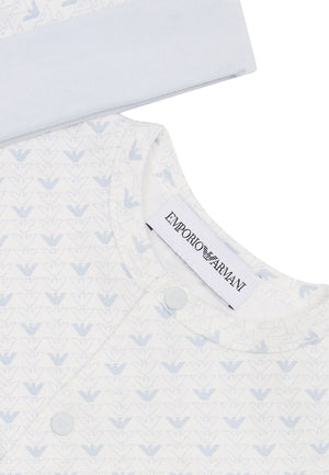 ViaMonte Shop | Emporio Armani completo bianco/beige neonato in jersey di cotone