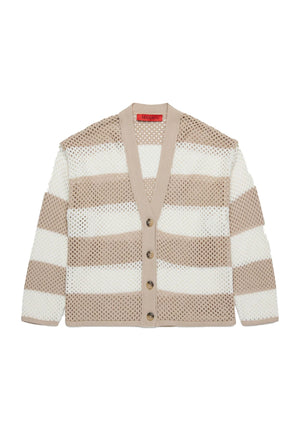 Max&Co cardigan a righe bianco/beige bambina in cotone