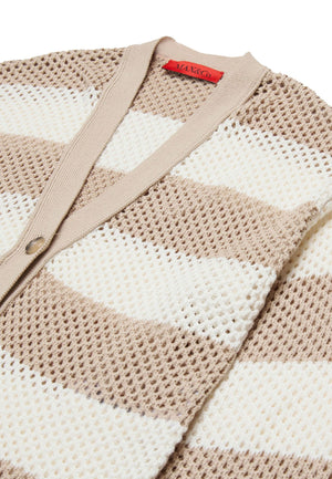 Max&Co cardigan a righe bianco/beige bambina in cotone