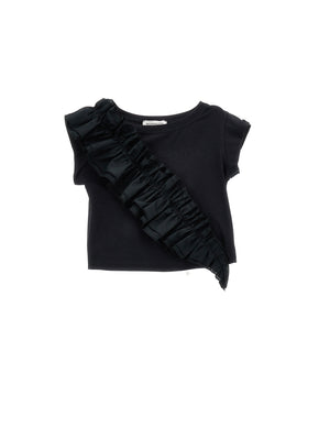 Monnalisa top nero bambina in cotone | ViaMonte Shop