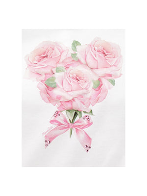 ViaMonte Shop | Monnalisa completo bianco/rosa neonata in cotone