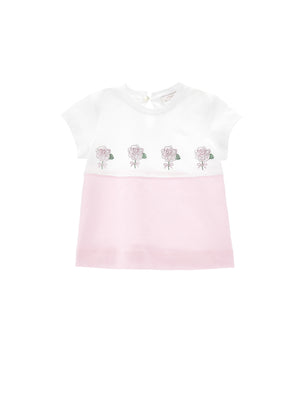 ViaMonte Shop | Monnalisa t-shirt bianca/rosa neonata in cotone