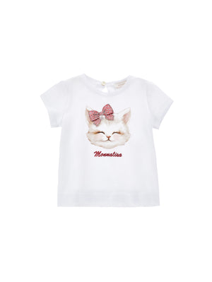ViaMonte Shop | Monnalisa t-shirt bianca neonata in cotone