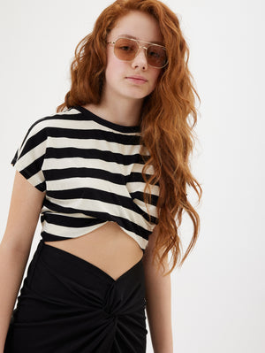 ViaMonte Shop | Monnalisa top bianco/nero bambina in cotone