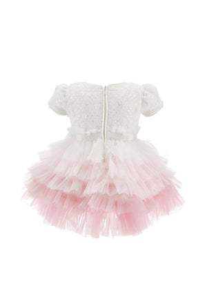 ViaMonte Shop | Monnalisa vestito bianco/rosa neonata in tulle