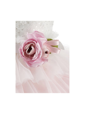 ViaMonte Shop | Monnalisa vestito bianco/rosa neonata in tulle