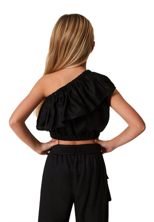 ViaMonte Shop | Twinset top nero bambina in lyocell