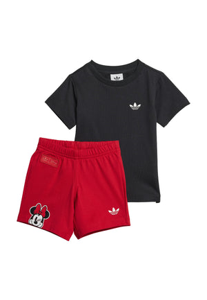 Completo neonata Adidas nero/rosso in cotone | ViaMonte Shop