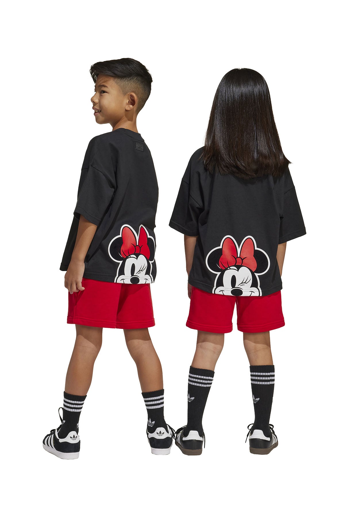 Completo bambina Adidas nero/rosso in cotone | ViaMonte Shop
