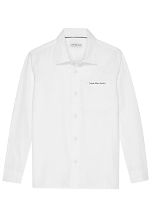 Camicia bambino Calvin Klein Jeans bianca in cotone | ViaMonte Shop
