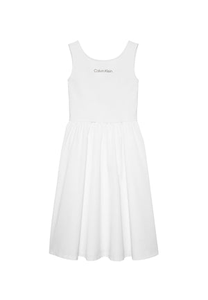 Vestito bambina Calvin Klein Jeans bianco in misto viscosa | ViaMonte Shop