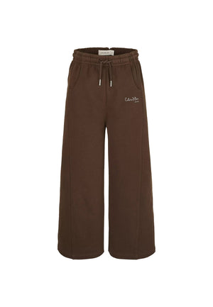 Pantalone bambina Calvin Klein Jeans marrone in felpa di cotone | ViaMonte Shop