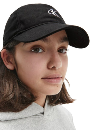 Cappello baseball bambino Calvin Klein Jeans nero in twill di cotone | ViaMonte Shop