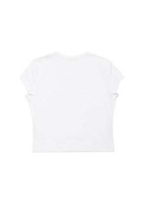 T-shirt bambina Diesel bianca in cotone | ViaMonte Shop
