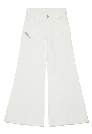 Jeans flare D-Pam bambina Diesel Kid bianco in denim di cotone | ViaMonte Shop