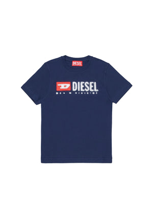 T-shirt bambino Diesel blu in cotone | ViaMonte Shop