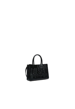 Borsa shopper bambina Diesel kid 3D nera in tessuto spalmato | ViaMonte Shop