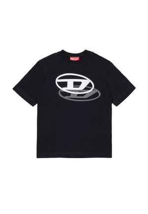 T-shirt over bambino Diesel nera in cotone | ViaMonte Shop