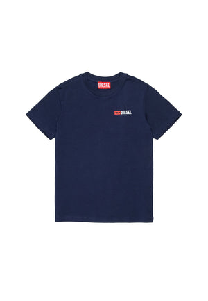 T-shirt bambino Diesel blu in jersey di cotone elasticizzato | ViaMonte Shop