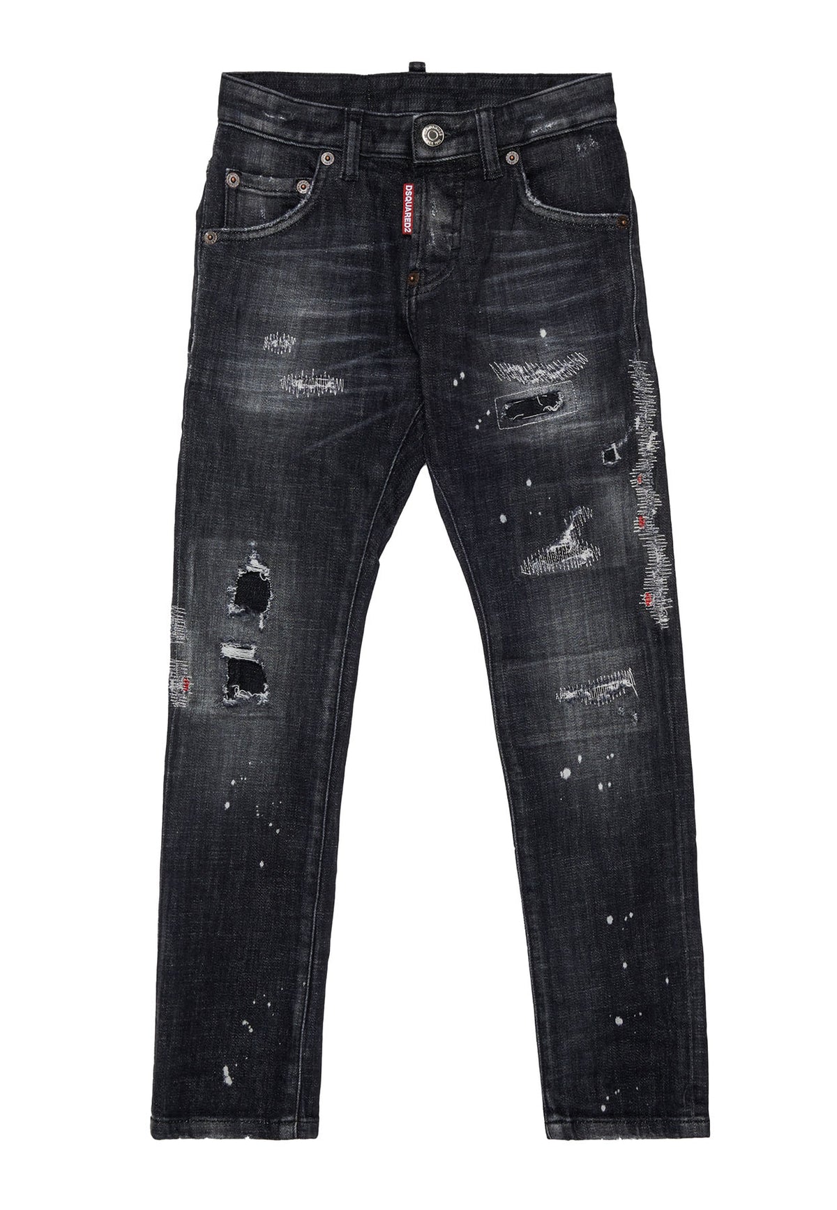 Jeans Cool Guy bambino Dsquared2 nero in cotone elasticizzato | ViaMonte Shop