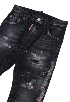 Jeans Cool Guy bambino Dsquared2 nero in cotone elasticizzato | ViaMonte Shop
