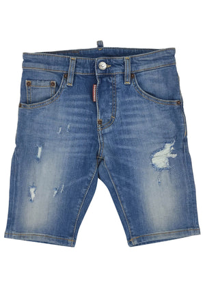Bermuda bambino Dsquared2 blu in denim di cotone | ViaMonte Shop