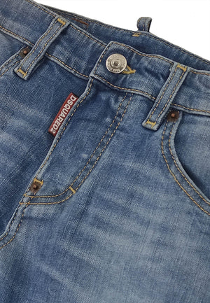 Bermuda bambino Dsquared2 blu in denim di cotone | ViaMonte Shop