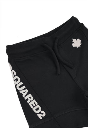 Shorts bambino Dsquared2 nero in cotone | ViaMonte Shop