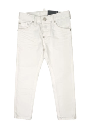 Jeans skater bambino Dsquared2 bianco in cotone stretch | ViaMonte Shop