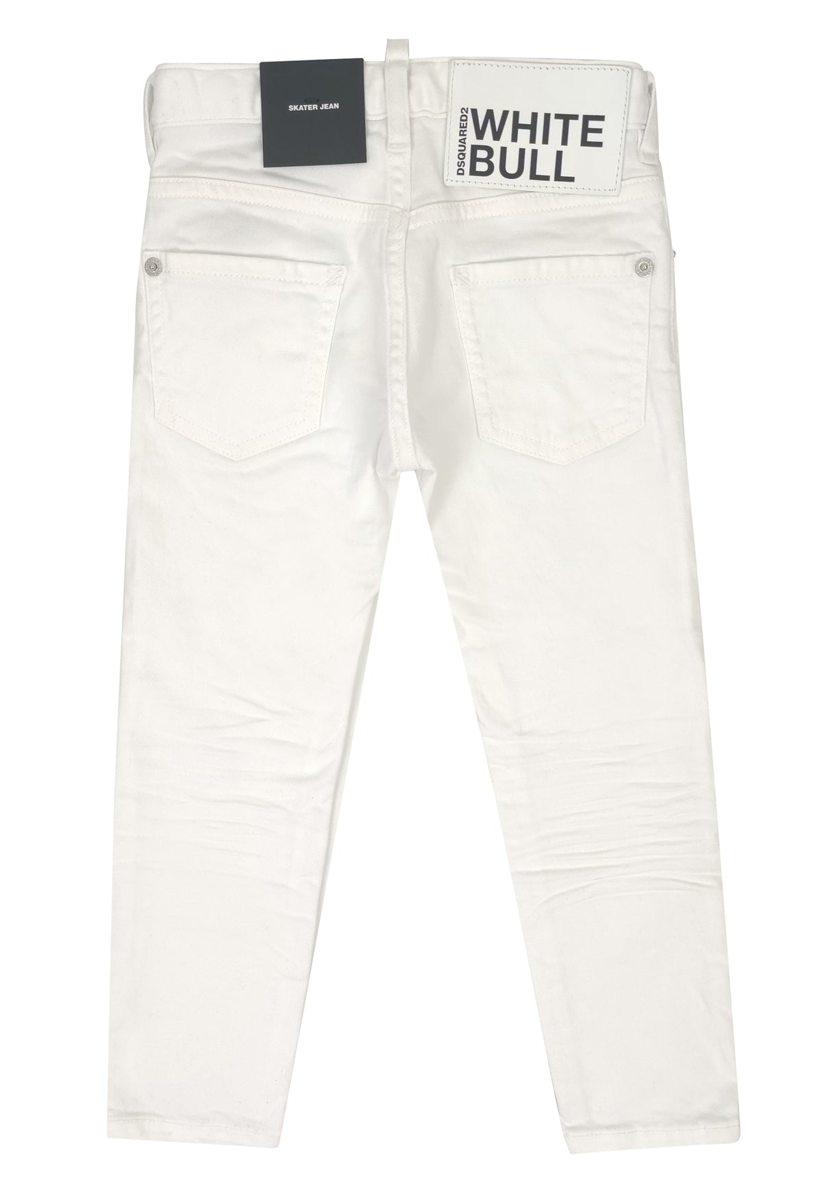 Jeans skater bambino Dsquared2 bianco in cotone stretch | ViaMonte Shop