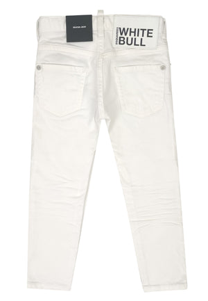 Jeans skater bambino Dsquared2 bianco in cotone stretch | ViaMonte Shop