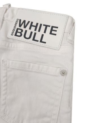 Jeans skater bambino Dsquared2 bianco in cotone stretch | ViaMonte Shop