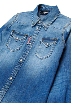 Camicia bambino Dsquared2 blu in denim | ViaMonte Shop