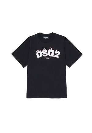 T-shirt bambino Dsquared2 nera in cotone | ViaMonte Shop
