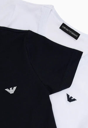 Set t-shirt bambino Emporio Armani blu/bianca in cotone | ViaMonte Shop