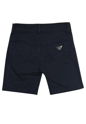 Bermuda bambino Emporio Armani blu in gabardina di cotone | ViaMonte Shop