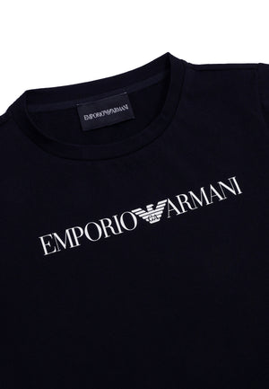 T-shirt blu navy bambino Emporio Armani in cotone | ViaMonte Shop