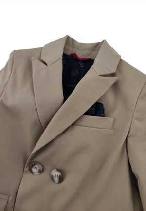 Giacca doppiopetto bambino Fay beige in cotone | ViaMonte Shop