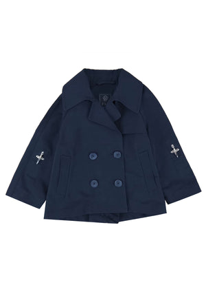 Trench corto bambina Fay blu in nylon | ViaMonte Shop