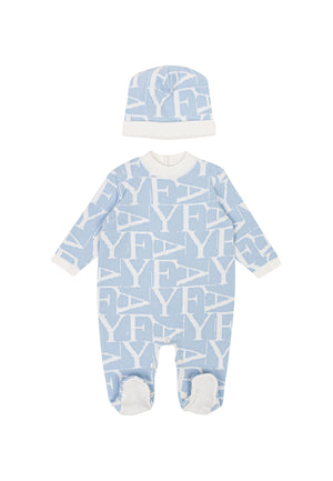 Completo neonato Fay celeste in cotone | ViaMonte Shop