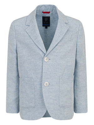 Blazer bambino Fay azzurro in misto lino