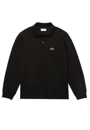 Polo nera bambino Lacoste in piquet di cotone | ViaMonte Shop