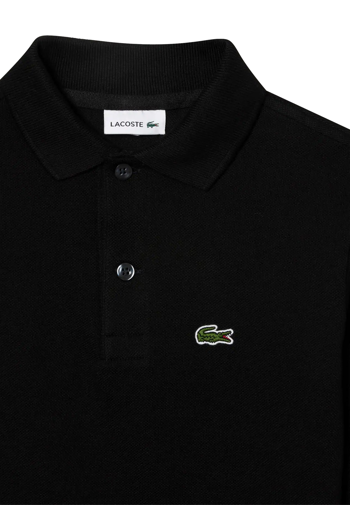 Polo nera bambino Lacoste in piquet di cotone | ViaMonte Shop