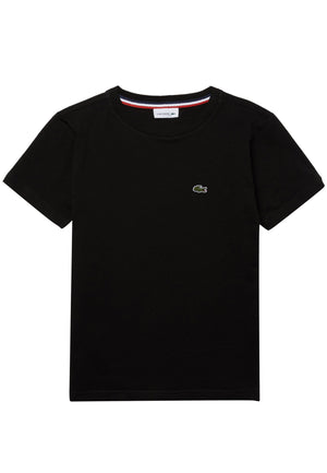 T-shirt bambino Lacoste nera in jersey di cotone | ViaMonte Shop