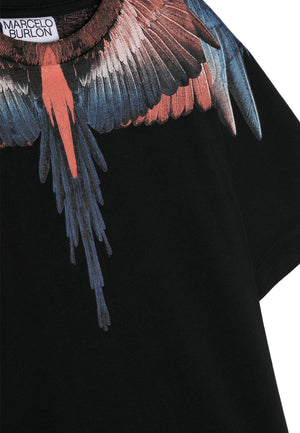 T-shirt bambino Marcelo Burlon County of Milan nera in cotone | ViaMonte Shop