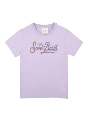 T-shirt bambina MC2 Saint Barth kids viola in cotone | ViaMonte Shop