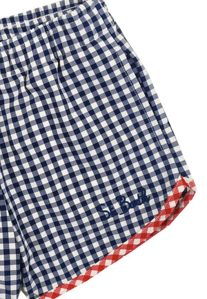 Shorts bambina MC2 Saint Barth kids vichy in tessuto tecnico | ViaMonte Shop