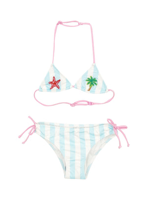 Costume bambina MC2 Saint Barth bianco/azzurro in nylon | ViaMonte Shop