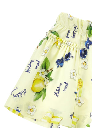 Shorts bambina Monnalisa giallo chiaro in popeline di cotone
