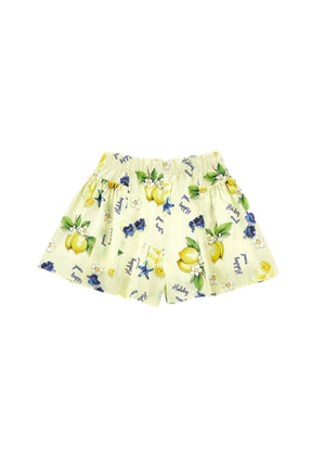 Shorts bambina Monnalisa giallo chiaro in popeline di cotone